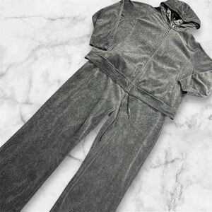 Vintage N.Y.L. New York Laundry 2 PC Velour Velvet Hoodie Pants Size 1X Gray GUC